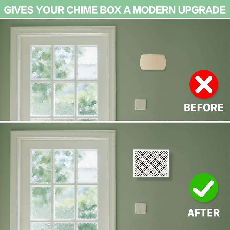 Decorhaus Doorbell Chime Cover Box Only, Modern & Decorative Covers for Indoor Chimes, Universal Fit for any Door Bell - White Aesthetic Wooden Design - Easy to Install with included Screws - Image 5